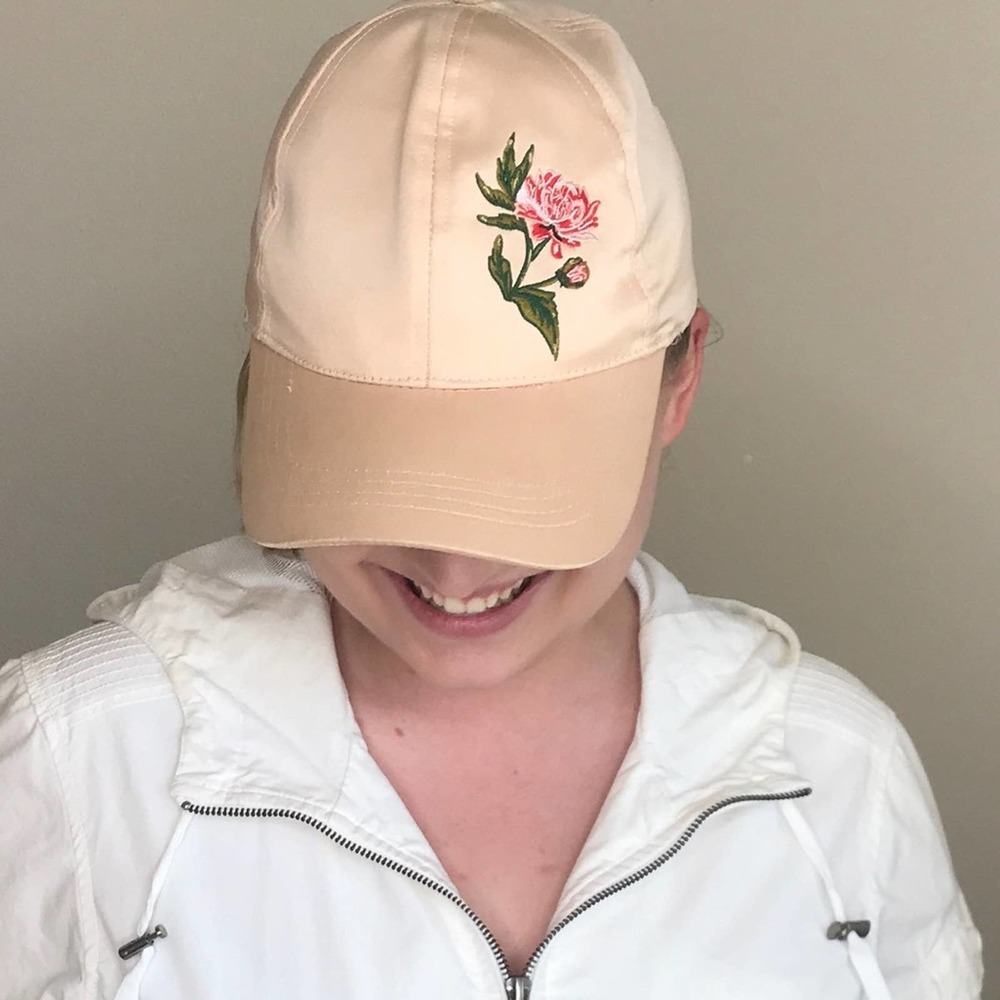 DAVID and YOUNG metallic rose gold hat